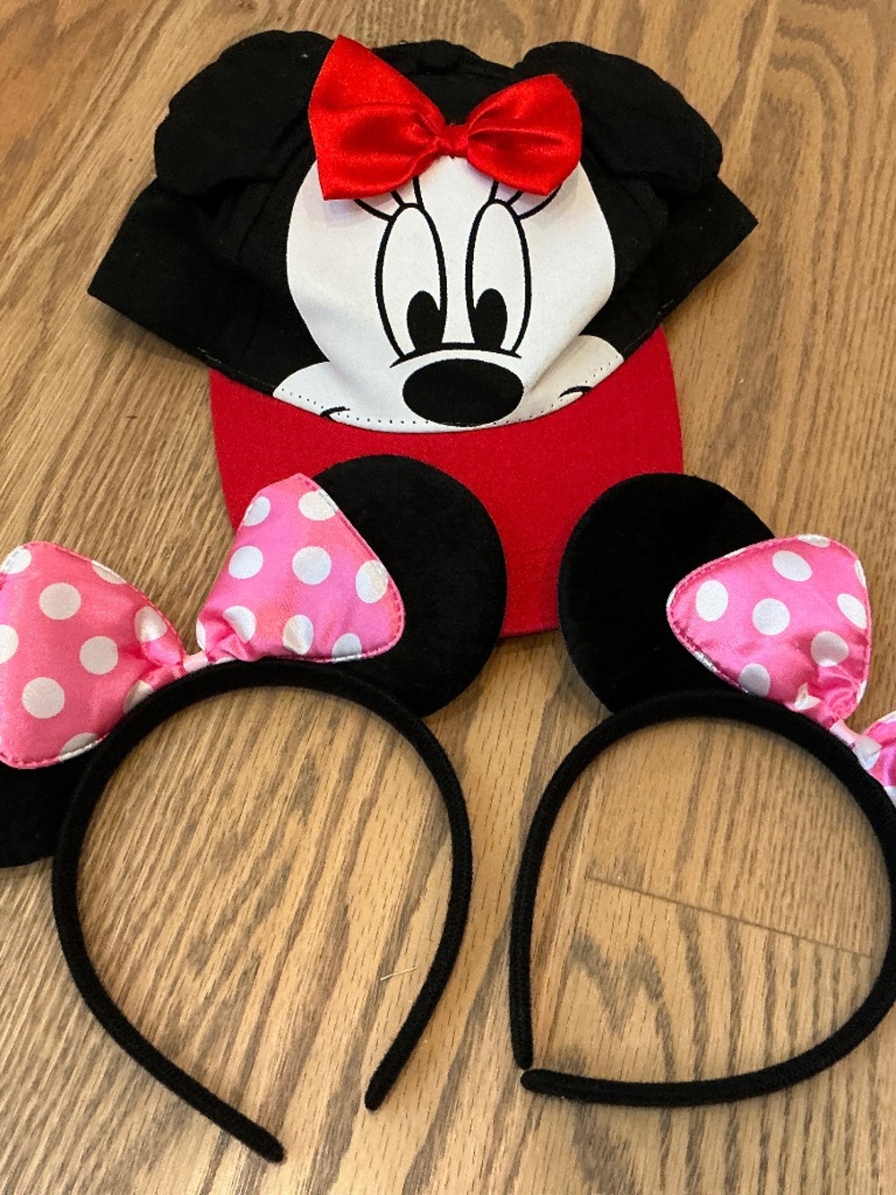 Disney Baseball Cap with Mickey Ears, two Minnie Ears Headbands Pink